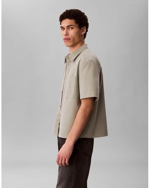 Calvin Klein Gray Boxy Relaxed Fit Short Sleeve Shirt for men