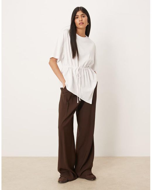 ASOS White Drawcord Waist Detail With Asymmetric Hem