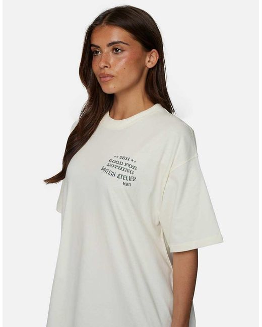 Good For Nothing White Oversized Graphic Tee