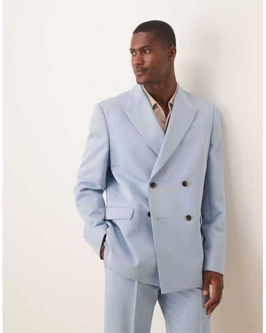ASOS White Relaxed Double Breasted Suit Jacket for men