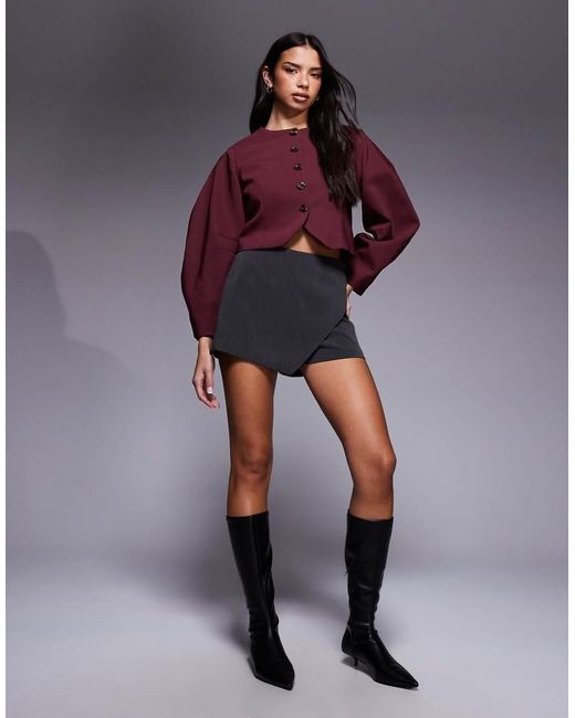 River Island Purple Banana Sleeve Collarless Jacket