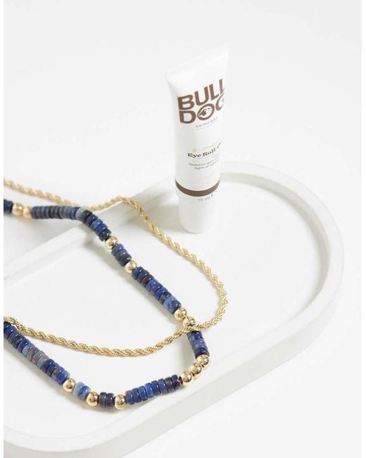 ASOS Blue 2 Pack Flat Rounded Edge Beaded And Rope Chain Necklace for men