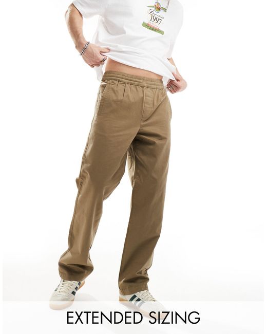 ASOS Natural Relaxed Pull On Linen Trouser for men