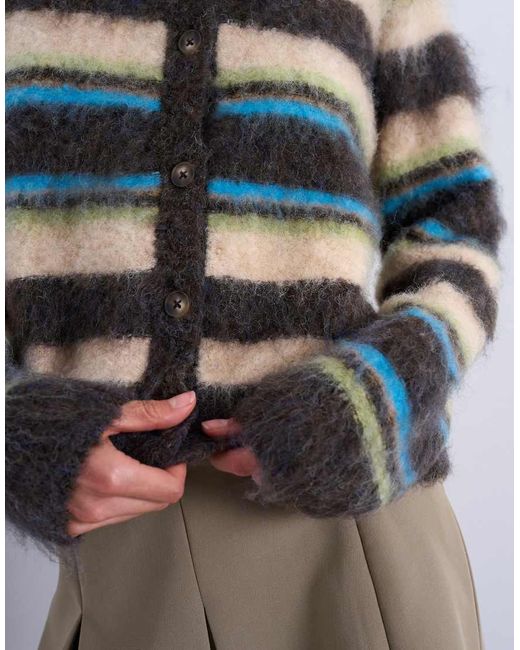 TOPSHOP Pluizig Gebreid Gestreept Vest in het Multicolor