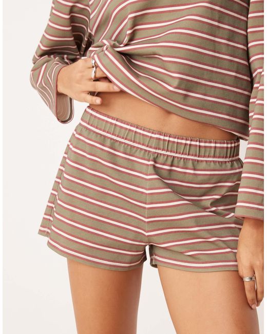 ASOS Natural Stripe Boxy Co Ord Micro Short