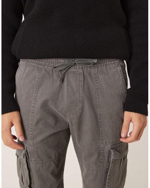 Abercrombie & Fitch Gray Cuffed Cotton Cargo Trousers for men