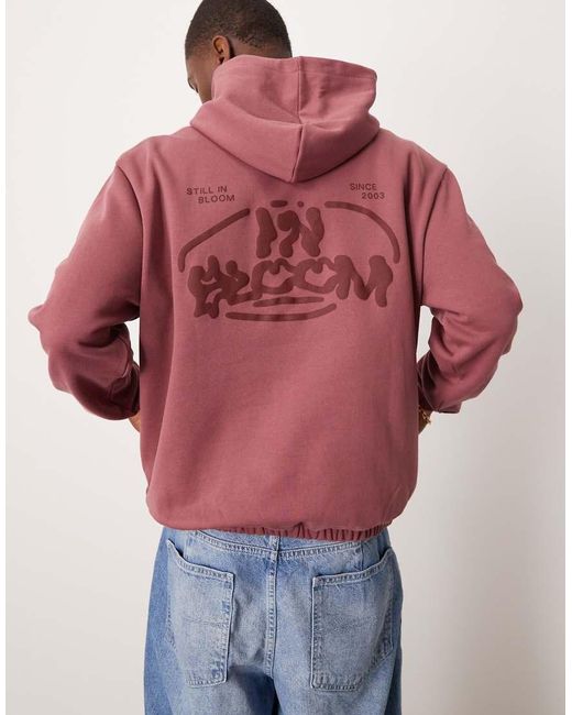 Sudadera Rosa Extragrande Con Capucha Y Estampado En Relieve De ASOS de hombre de color Red