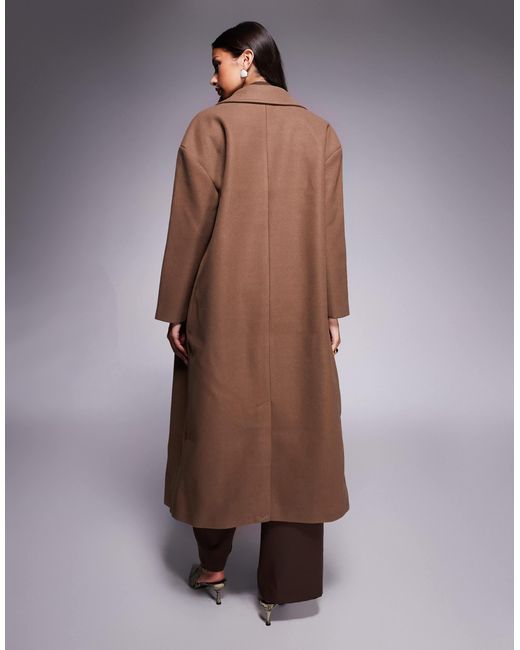 Manteau long et élégant en aspect laine avec double boutonnage - marron Aria Cove en coloris Purple