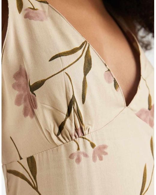 Motel Natural Lisandy Bloom Leaf Halter Midaxi Dress