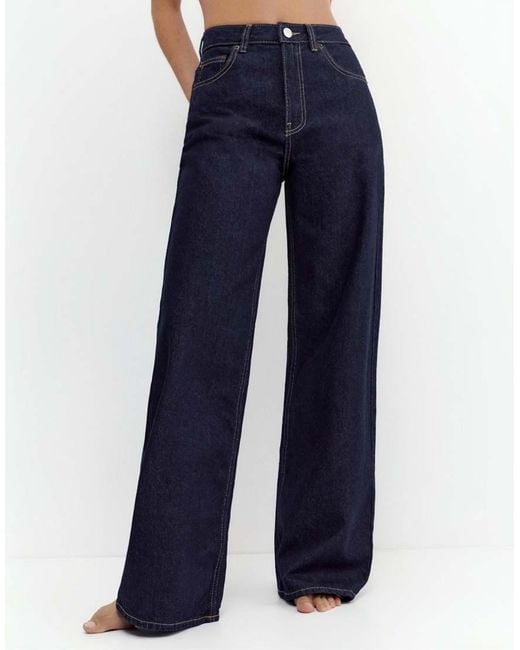 Pull&Bear Blue Wide-leg Jeans