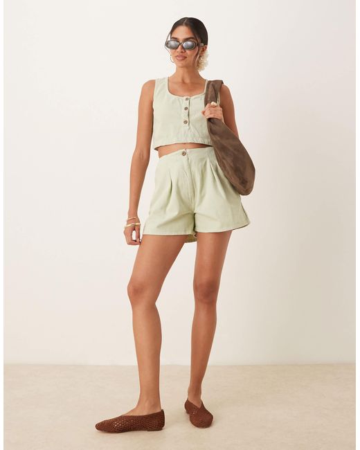 ASOS Natural Denim Vest Top With Button Front