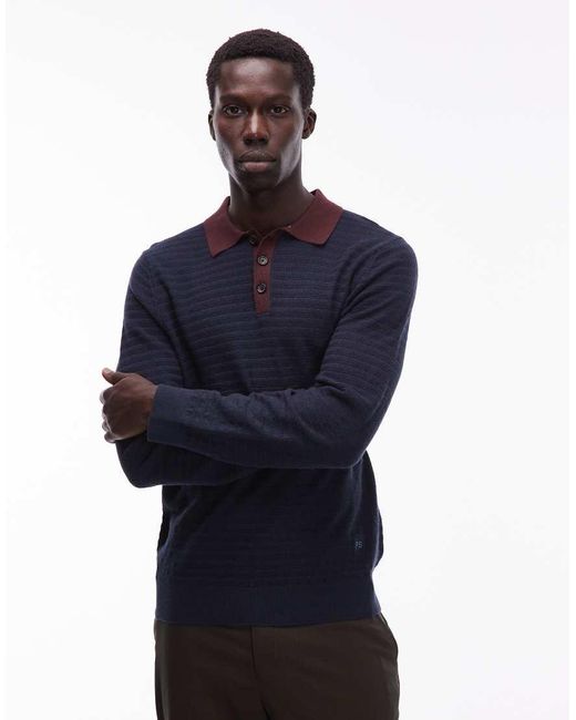 Paul Smith Blue Paul Smith Long Sleeve Polo Sweat for men