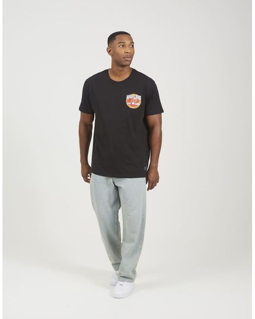 Brave Soul Black Cotton Crew Neck Oversized Graphic T-Shirt for men
