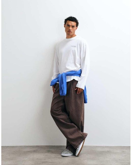 ASOS White Oversized Long Sleeve T-Shirt With Text Graphic for men