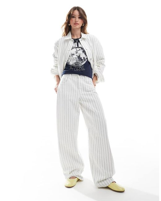 Pull&Bear White Balloon Jean Co-ord