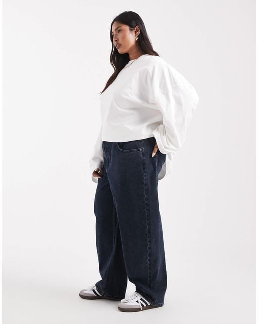 ASOS Blue Asos Design Curve Barrel Leg Jeans