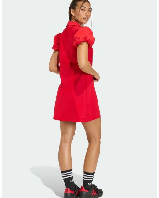 Adidas Originals Red Dress With Balloon Sleeves