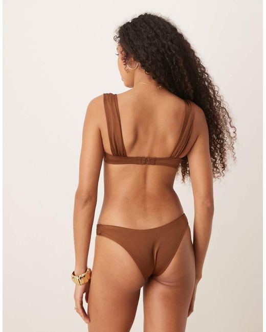 Free Society Brown Ruched Side Bikini Bottom