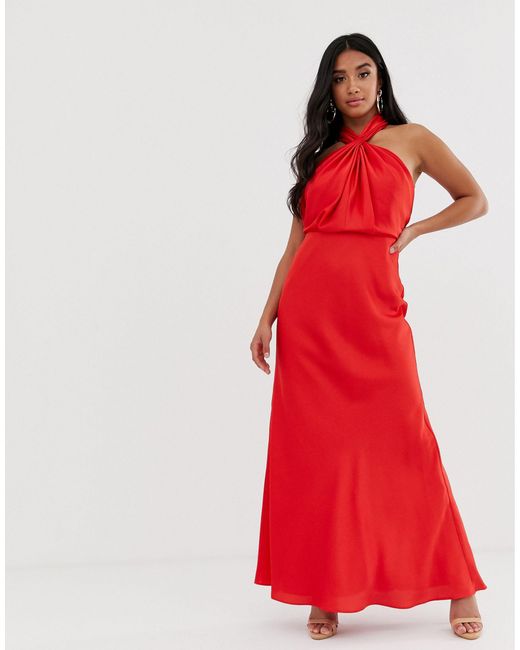 petite halter neck maxi dress