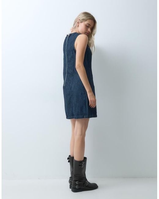Gap Blue Sleeveless Suede Mini Dress