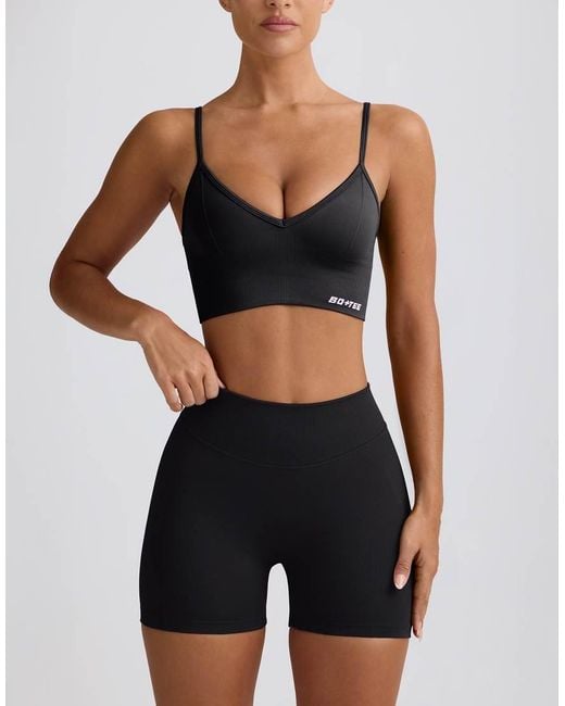 BO+TEE Black Bo+tee V-neck Define Seamless Cami Sports Bra