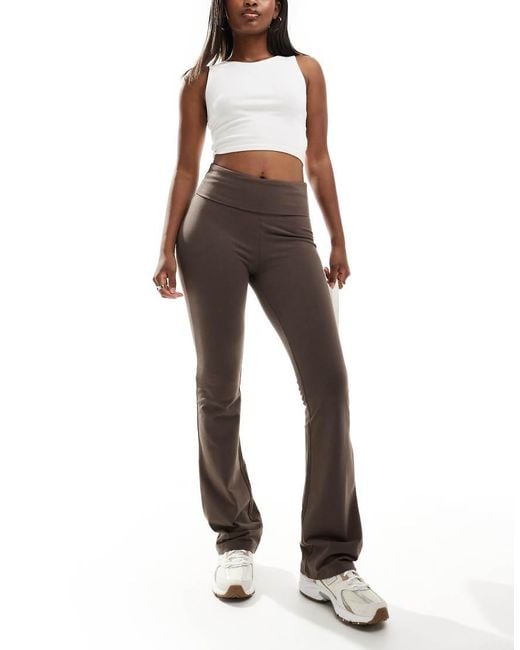 Cotton On Brown Cotton On Bella Fold Over Flare Trousers