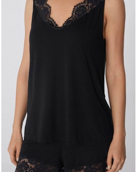 Tezenis Black Short Pyjamas With Wide Shoulder Straps