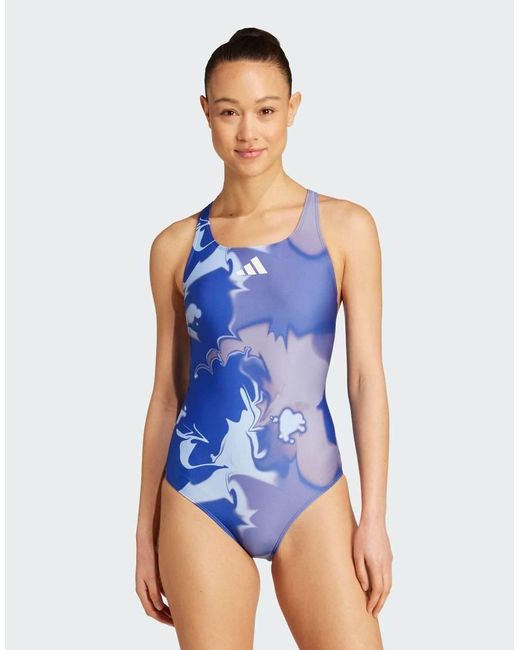 Adidas Originals Badpak Met Tie-Dye Print En V-Achterkant in het Blue