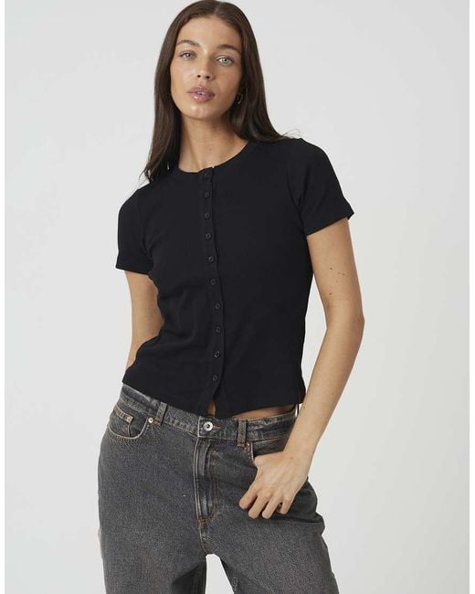 Brave Soul Blue Cotton Rich Short Sleeve Button Down Top