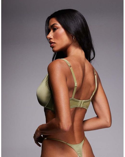 ASOS Green Fuller Bust Fern Clean Satin Built Up Underwire Bra