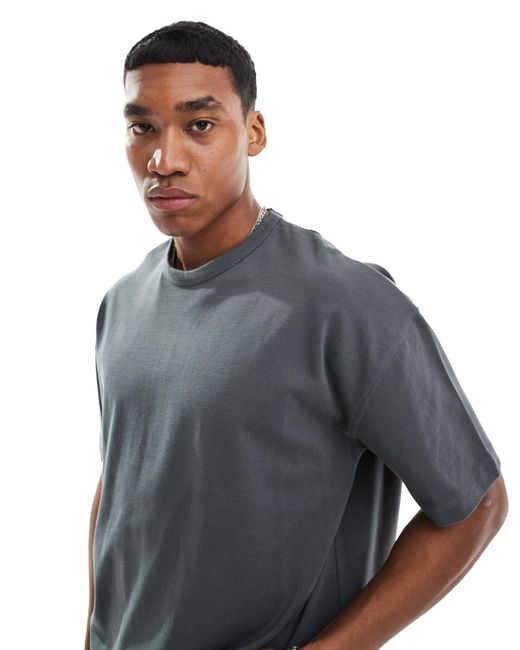 ASOS Gray Heavyweight Boxy Oversized T-shirt for men
