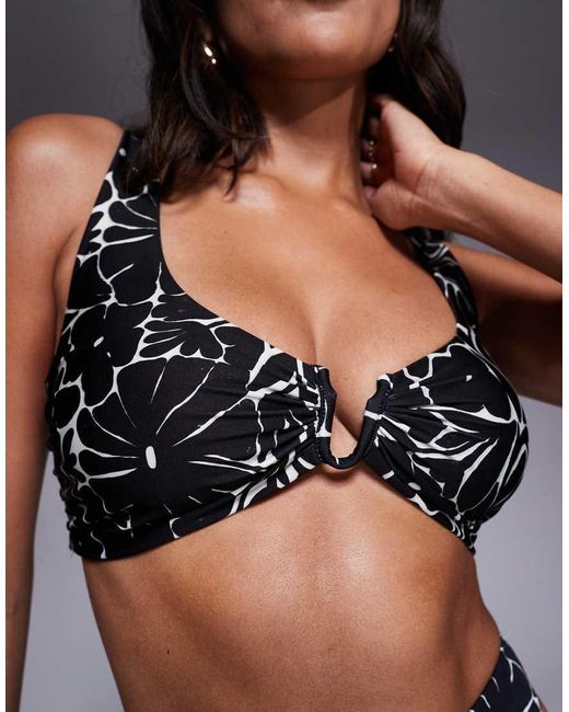 ASOS Gray Fuller Bust Bikini Top With U-wire Trim