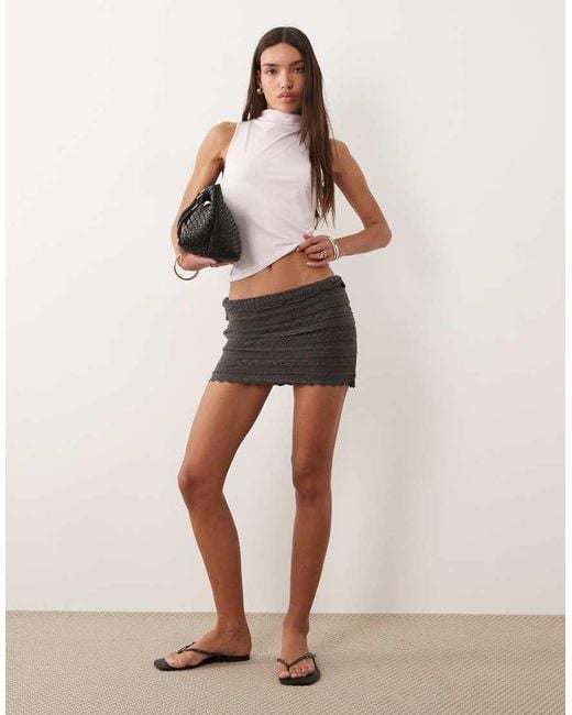 Mango White Teen Ruffle Lace Mini Skirt