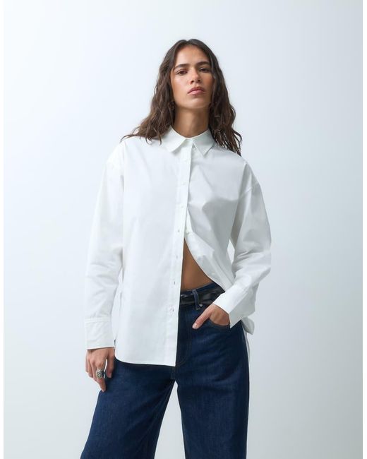 ASOS Blue Dipped Hem Oversized Shirt
