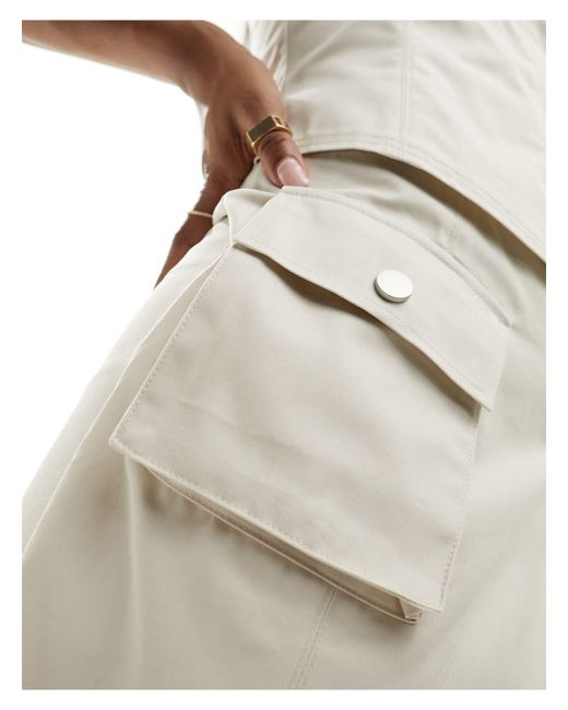 SIMMI Natural Simmi Buckle Detail Cargo Wrap Mini Skirt Co-ord