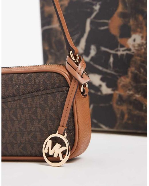 Michael Kors Brown May Pouchette Crossbody Bag