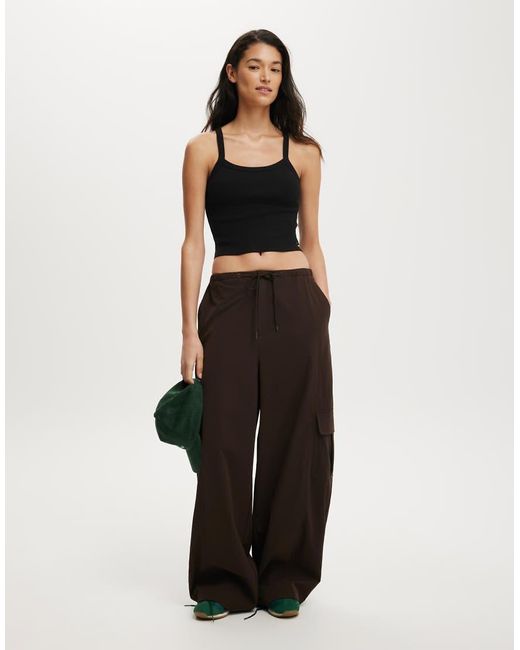 Cotton On Black Active Rib T-Bar Cropped Tank