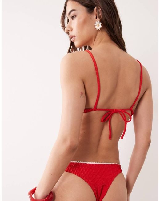 Wild Lovers Red Textu Bikini Bottoms With Trim