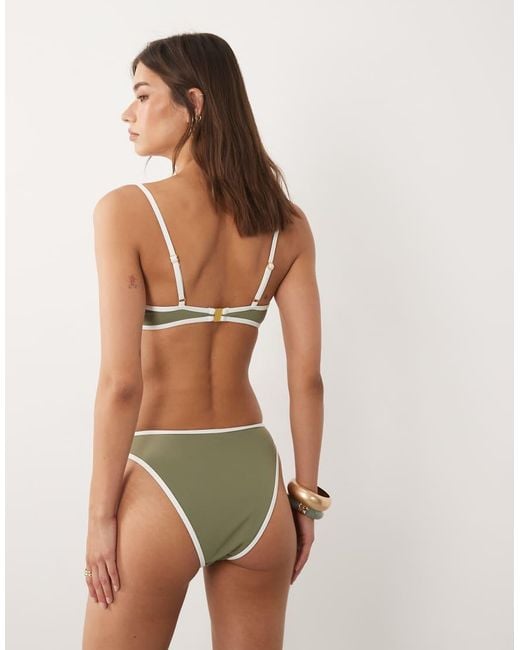 4th & Reckless Brown Contrast Binding High Leg Bikini Bottoms Co-Ord