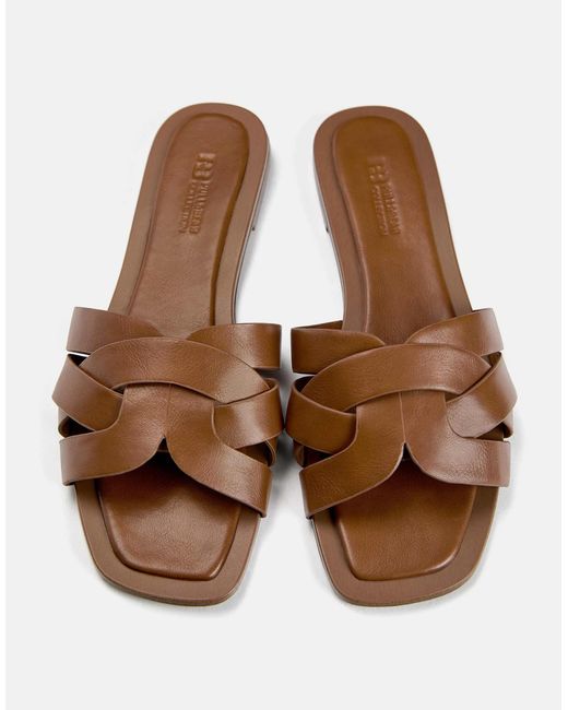 Pull&Bear Brown – flache pantoletten