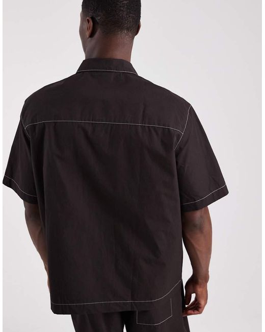Lacoste Black Co-ord Contrast Stitch Short Sleeve Resort Shirt for men