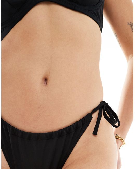 Monki Natural Mix And Match Triangle Side Tie Up Bikini Brief