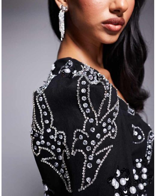 Vestito Corto Con Decorazioni Argento di ASOS in Black