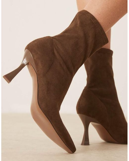 ASOS Natural Wide Fit Reagan Chisel Toe Sock Boots