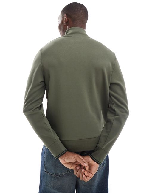 Fred Perry Green Half Zip Sweatshirt for men