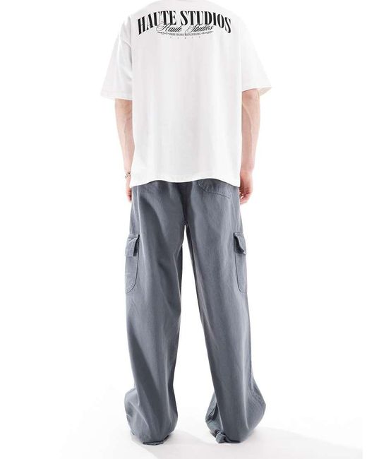 ASOS Gray Super Baggy Pull On Cargo for men
