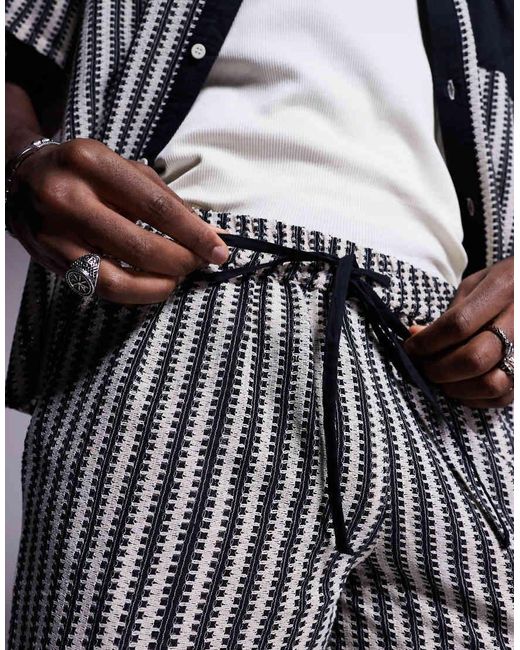 South Beach Gray Stripe Knit Beach Short Co-ord for men