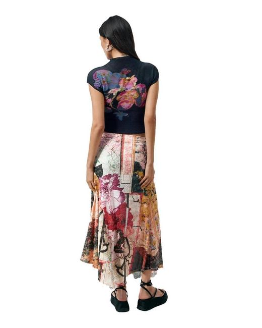 Desigual White Long Printed Skirt