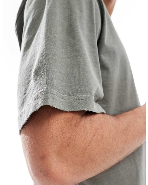 Only & Sons Gray Distressed T-shirt for men
