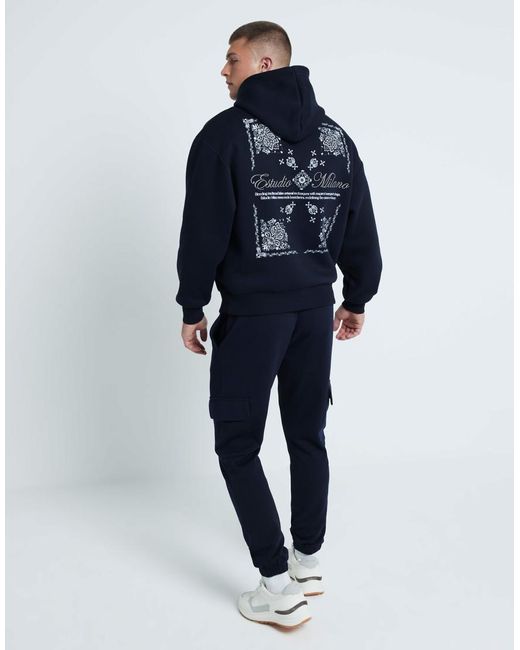 River Island Oversized Fit Paisley Graphic Hoodie in Blue for Men Lyst UK